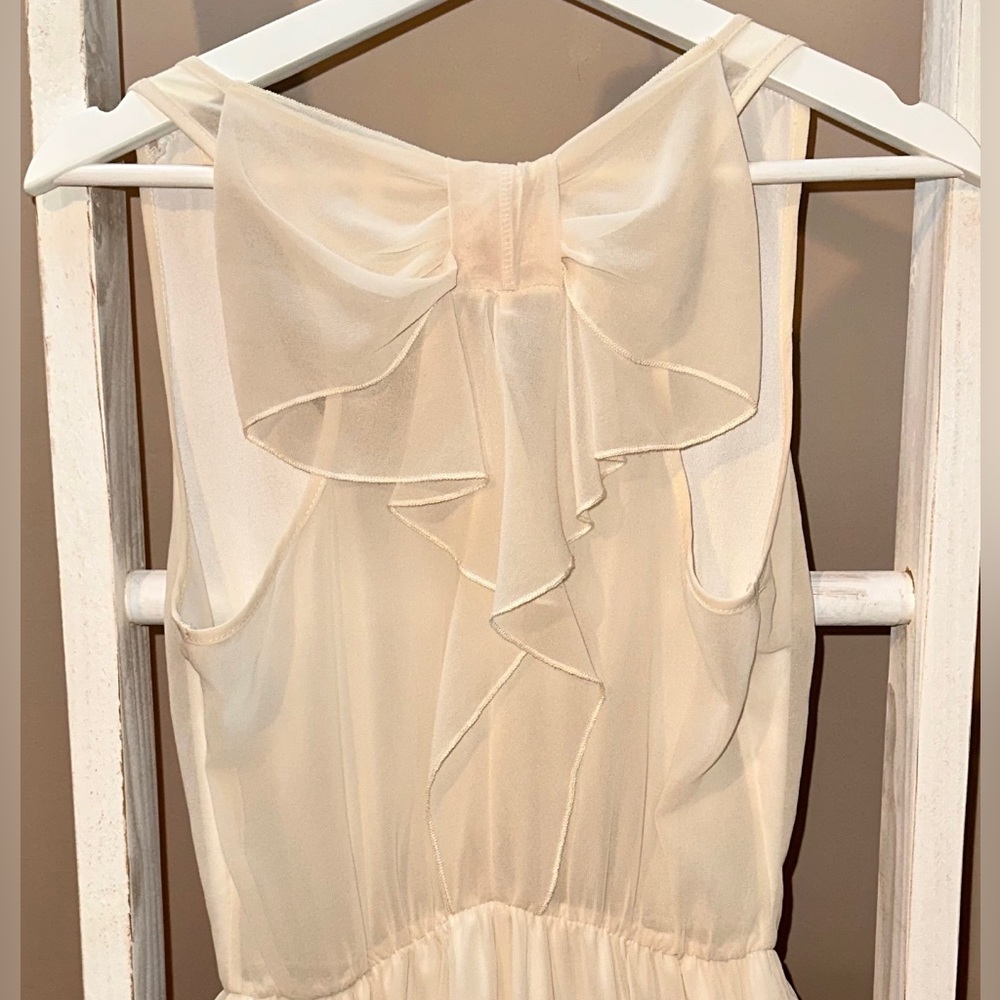 Cream chiffon dress with bow detail on back - Picture 3 of 3